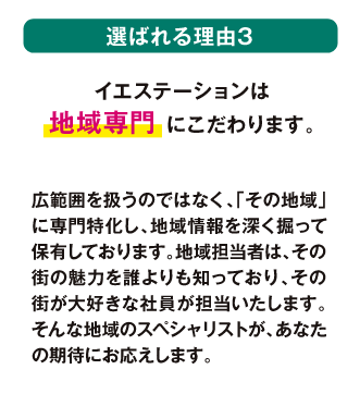 イエステーションは地域専門にこだわります。