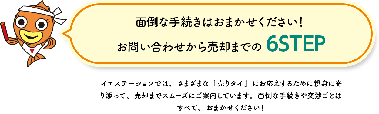 ⾯倒な⼿続きはおまかせください！ お問い合わせから売却までの 6STEP